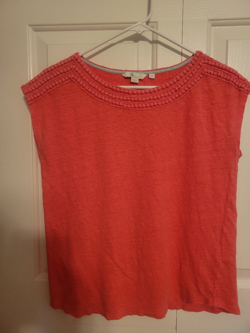 Boden Coral Linen  Sleeveless Tee